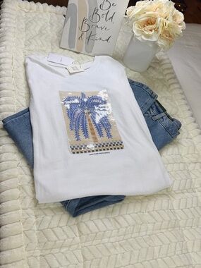 Sequined Details Cotton Tee Top Cape Town South Africa
